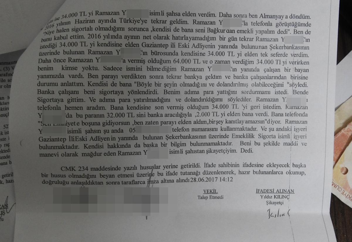 Gaziantep'te emekli olma uğruna 64 bin lirasından oldu