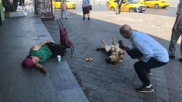 Taksim’de köpeğin vefası: Yalnız bırakmıyor