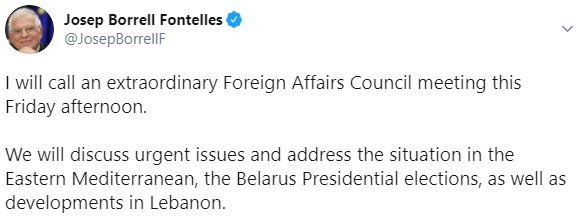 AB Dışişleri Bakanları, Doğu Akdeniz için toplanacak