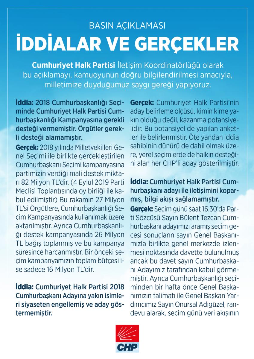 CHP'den Muharrem İnce'nin açıklamalarına yanıt geldi