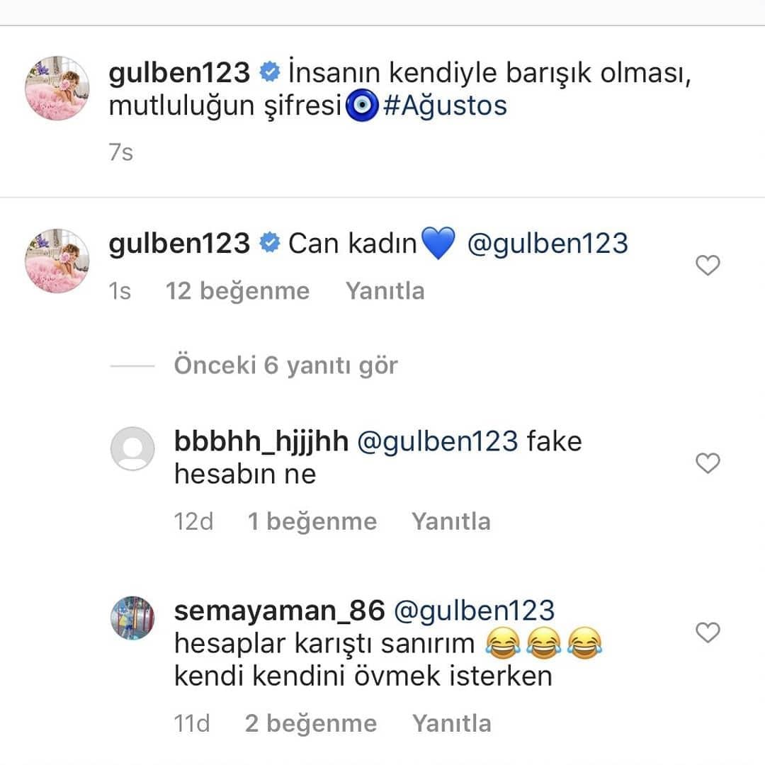 Gülben Ergen, kendine yorum yazdı