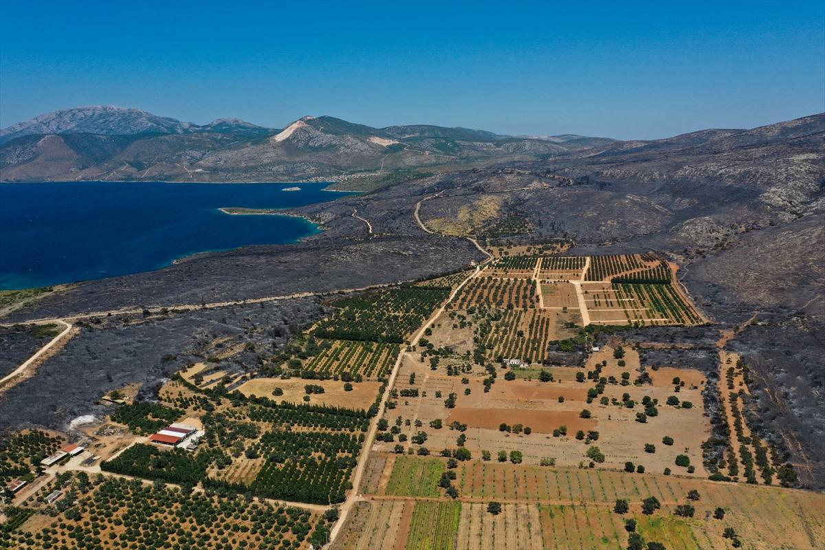 Çeşme'deki yangın havadan görüntülendi