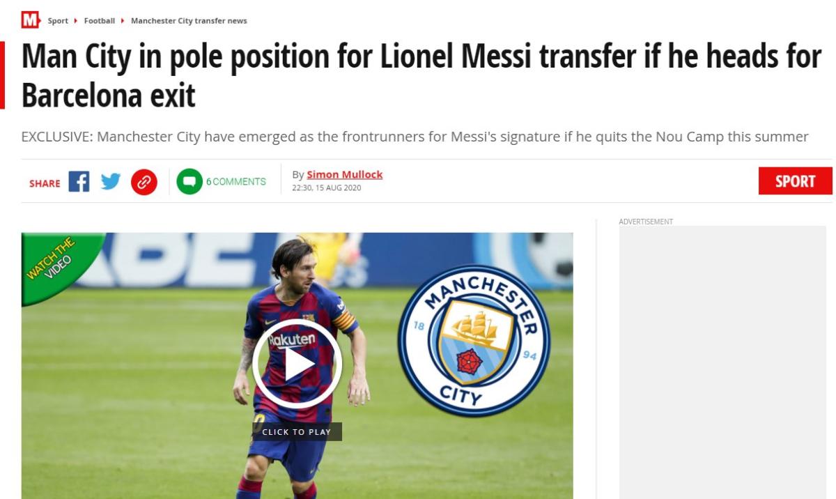 Daily Mirror: M.City Lionel Messi için her şeyi yapacak