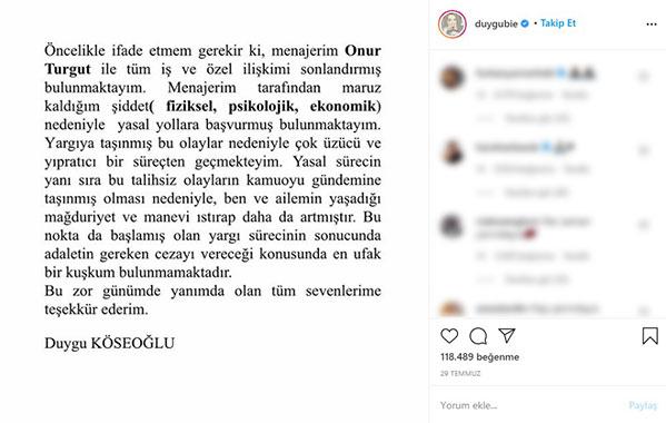 Duygu Köseoğlu 3 yıllık sevgilisinden şiddet gördü