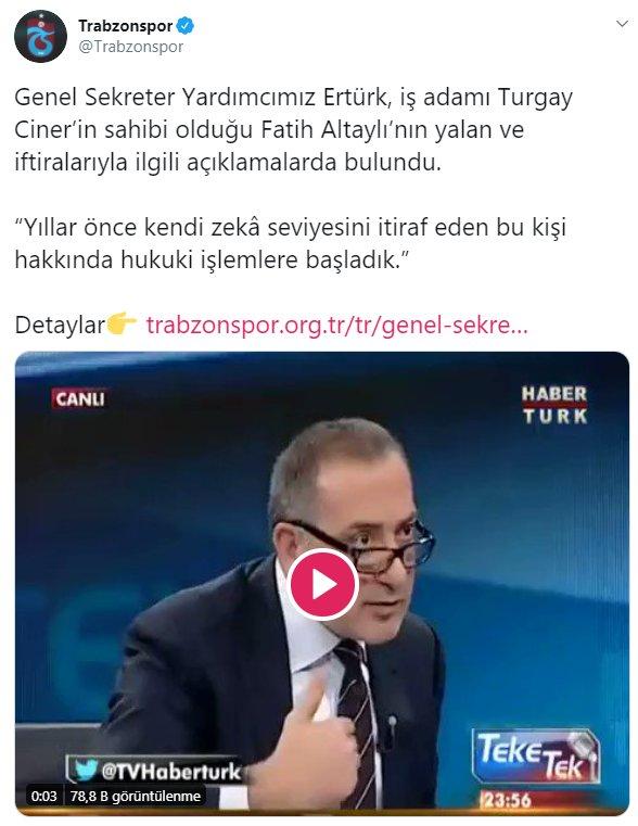 Trabzonspor: Altaylı hakkında hukuki işlem başlattık