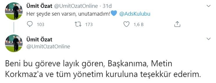 Adana Demirspor, Ümit Özat'la anlaştı