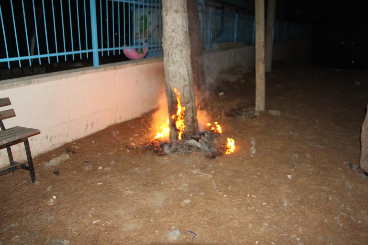 Aydın'da alkollü kişi, okul bahçesini ateşe verdi