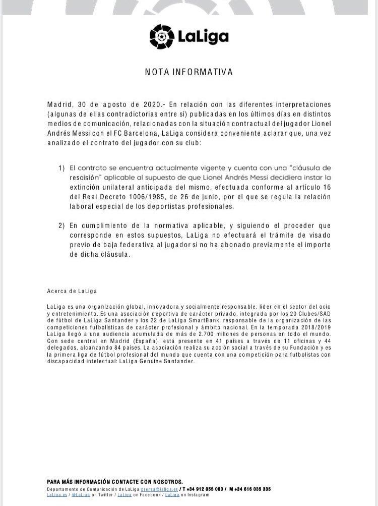La Liga: Messi'yi isteyen 700 milyon euro ödemeli