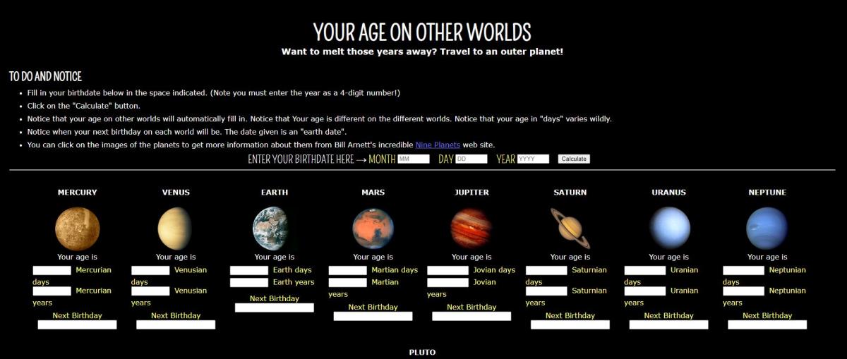 gezegen yaşı öğren