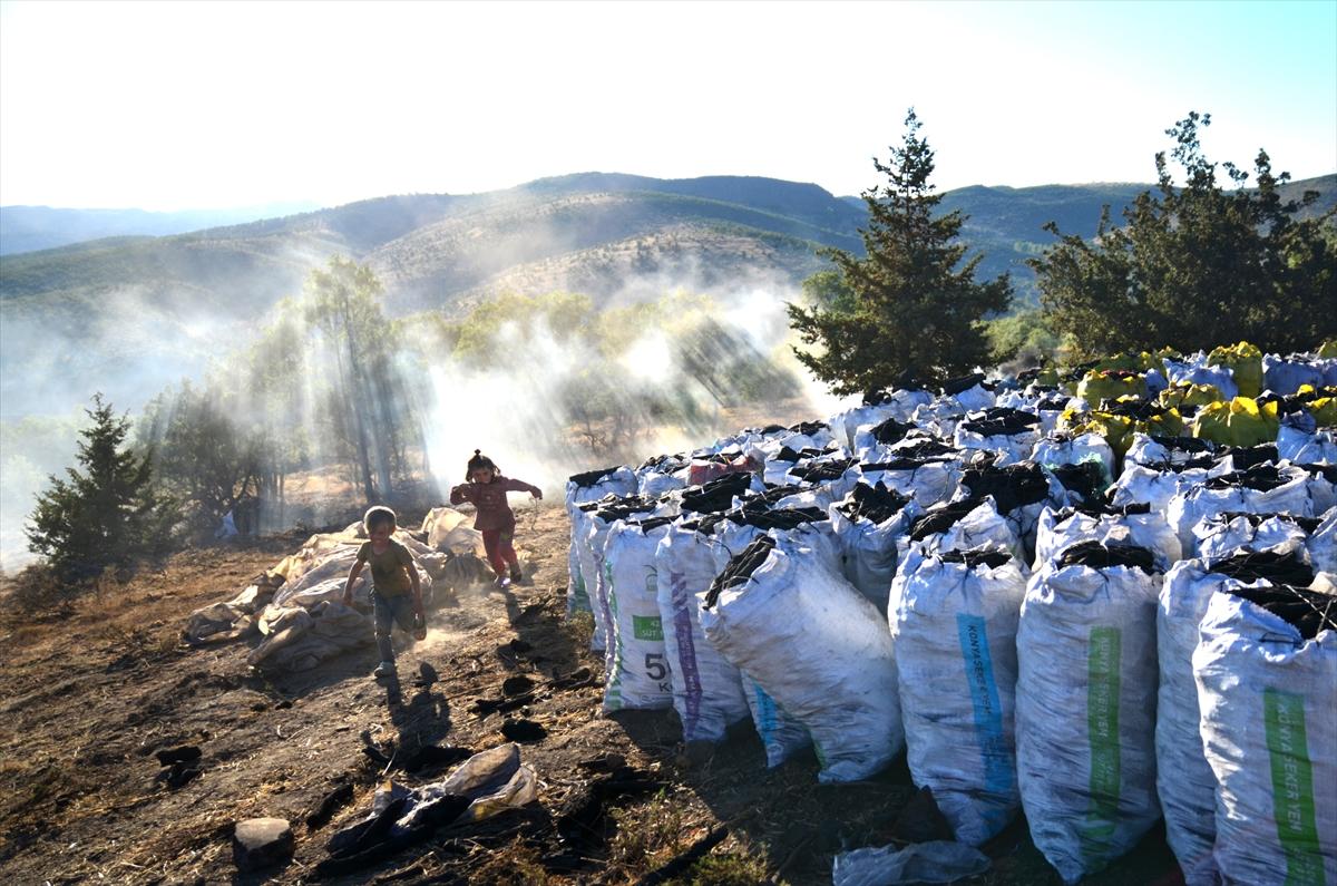 Konya'da mangal kömürü üreticilerinin zorlu mesaisi