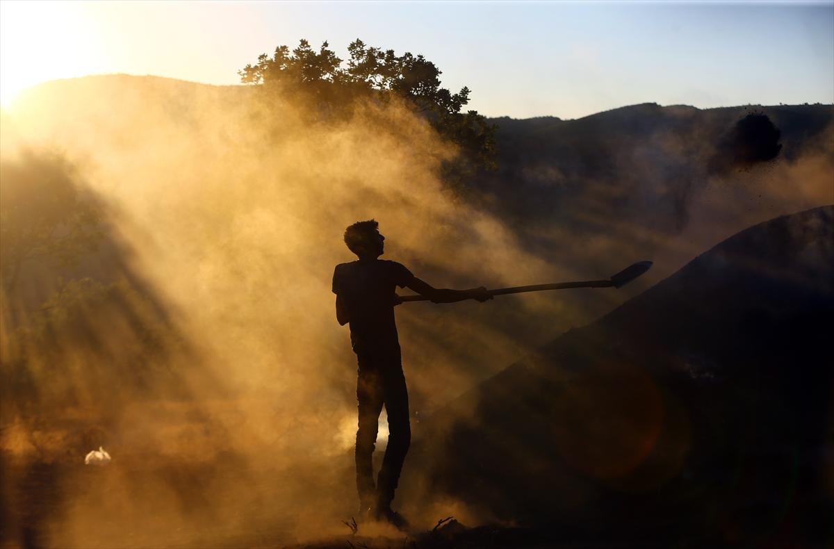 Konya'da mangal kömürü üreticilerinin zorlu mesaisi