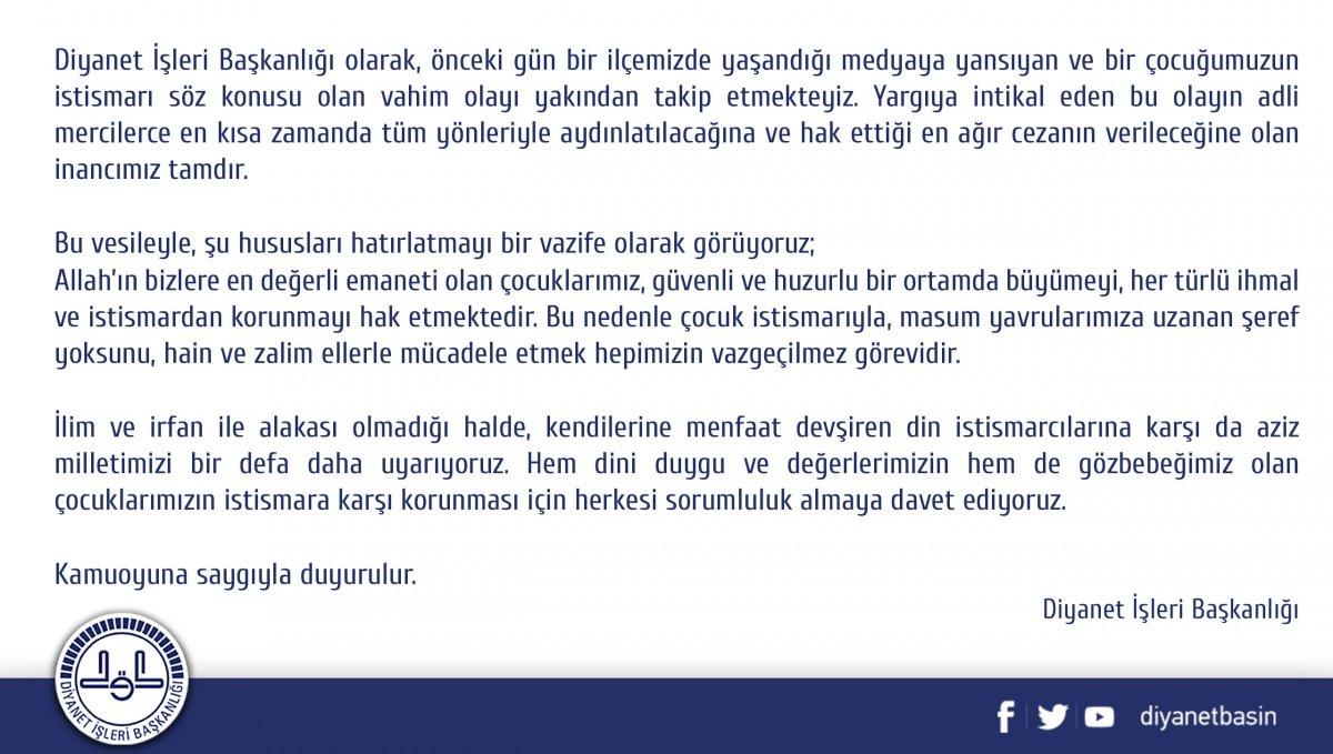 Diyanet: Şeref yoksunu ellerle mücadele hepimizin görevi