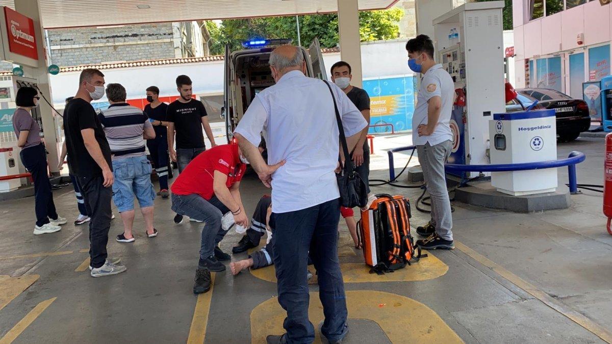 Şişli'de yakıt alan sürücü, eğilen çalışanın bacağını ezdi