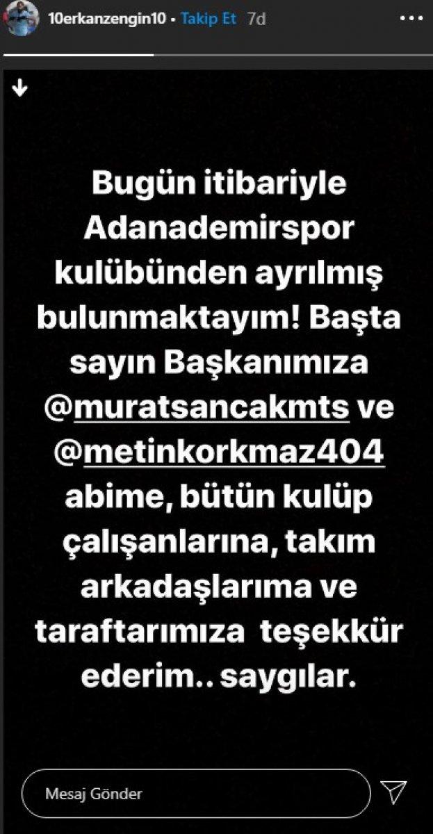 Erkan Zengin, Adana Demirspor'dan ayrıldı