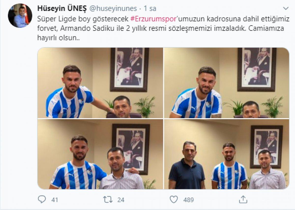 Armando Sadiku Erzurumspor'da