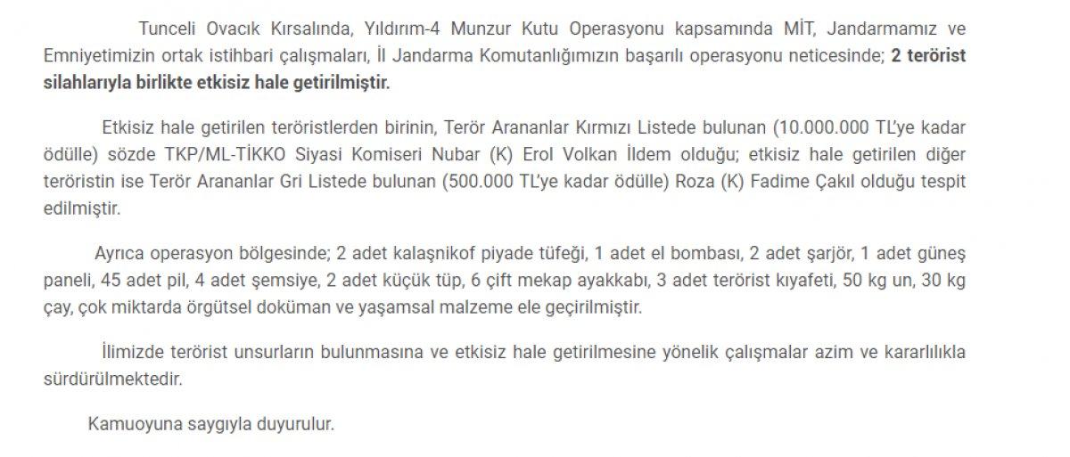 Tunceli'de kırmızı listedeki terörist yakalandı