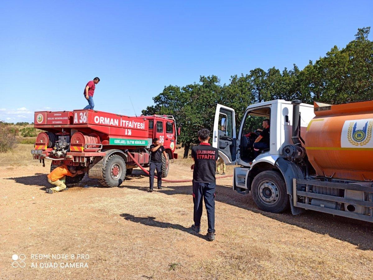 Lüleburgaz'da piknik alanında çıkan yangın söndürüldü
