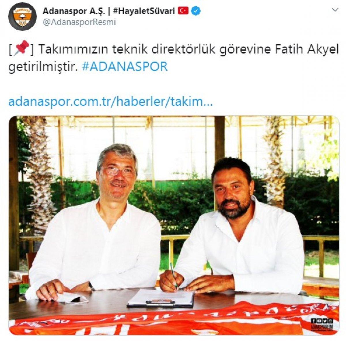 Adanaspor'un yeni teknik direktörü Fatih Akyel oldu