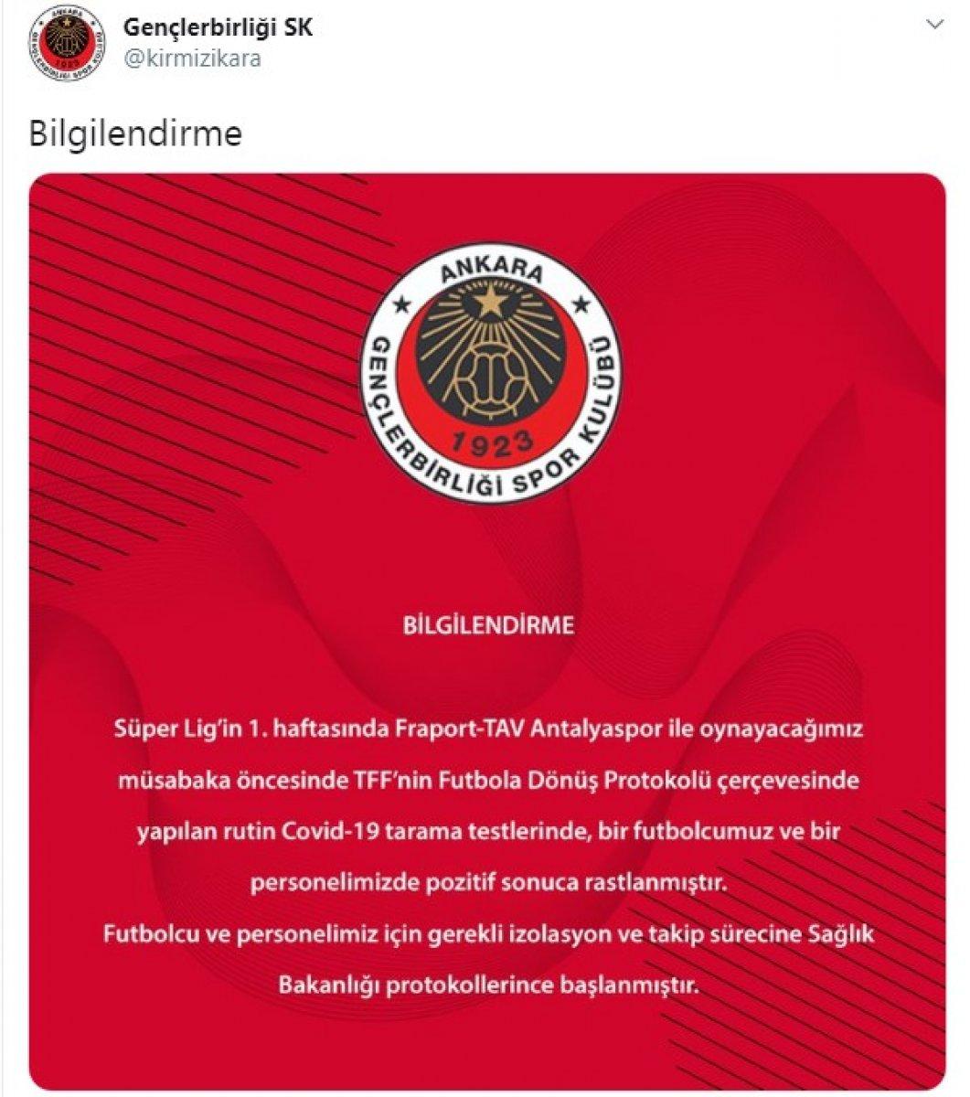 Gençlerbirliği'nde biri futbolcu iki kişi koronaya yakalandı