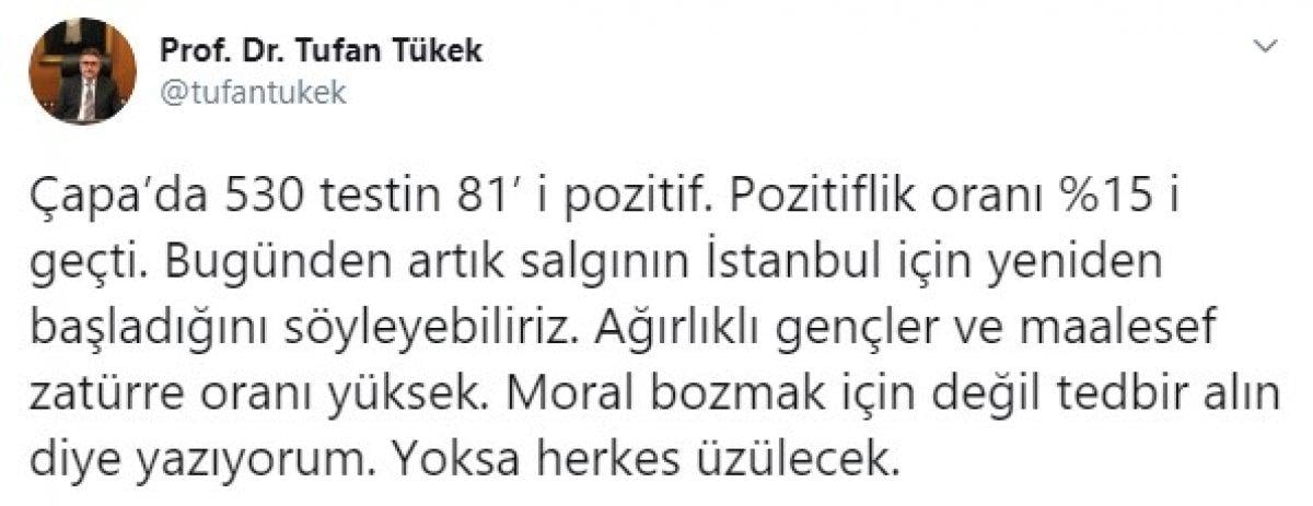 Tufan Tükek: Salgın İstanbul için yeniden başladı