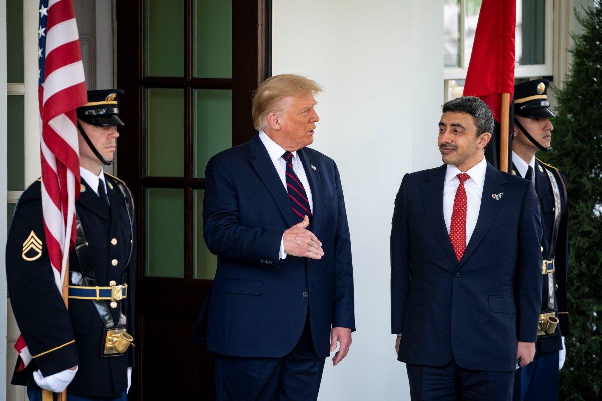 BAE bakanı Trump karşısında saygı duruşuna geçti