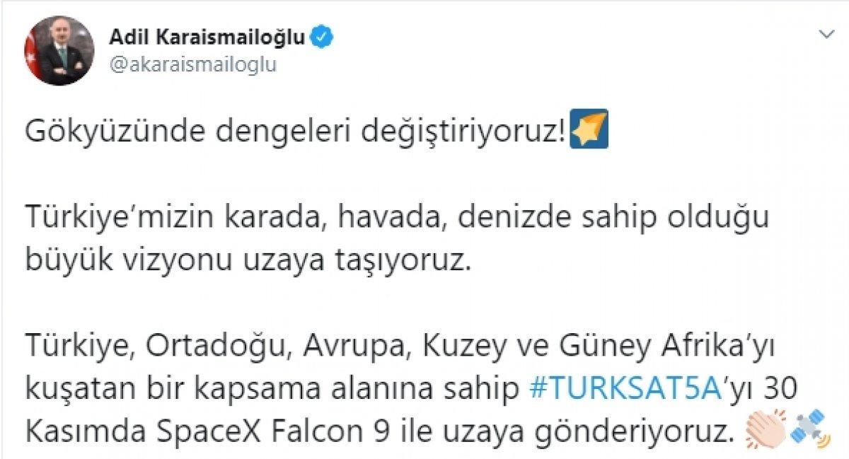 Türksat 5A haberleşme uydusu 30 Kasım'da uzaya fırlatılacak