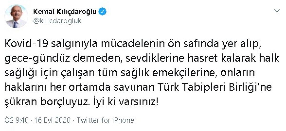 Kılıçdaroğlu'ndan Tabipler Birliği'ne destek