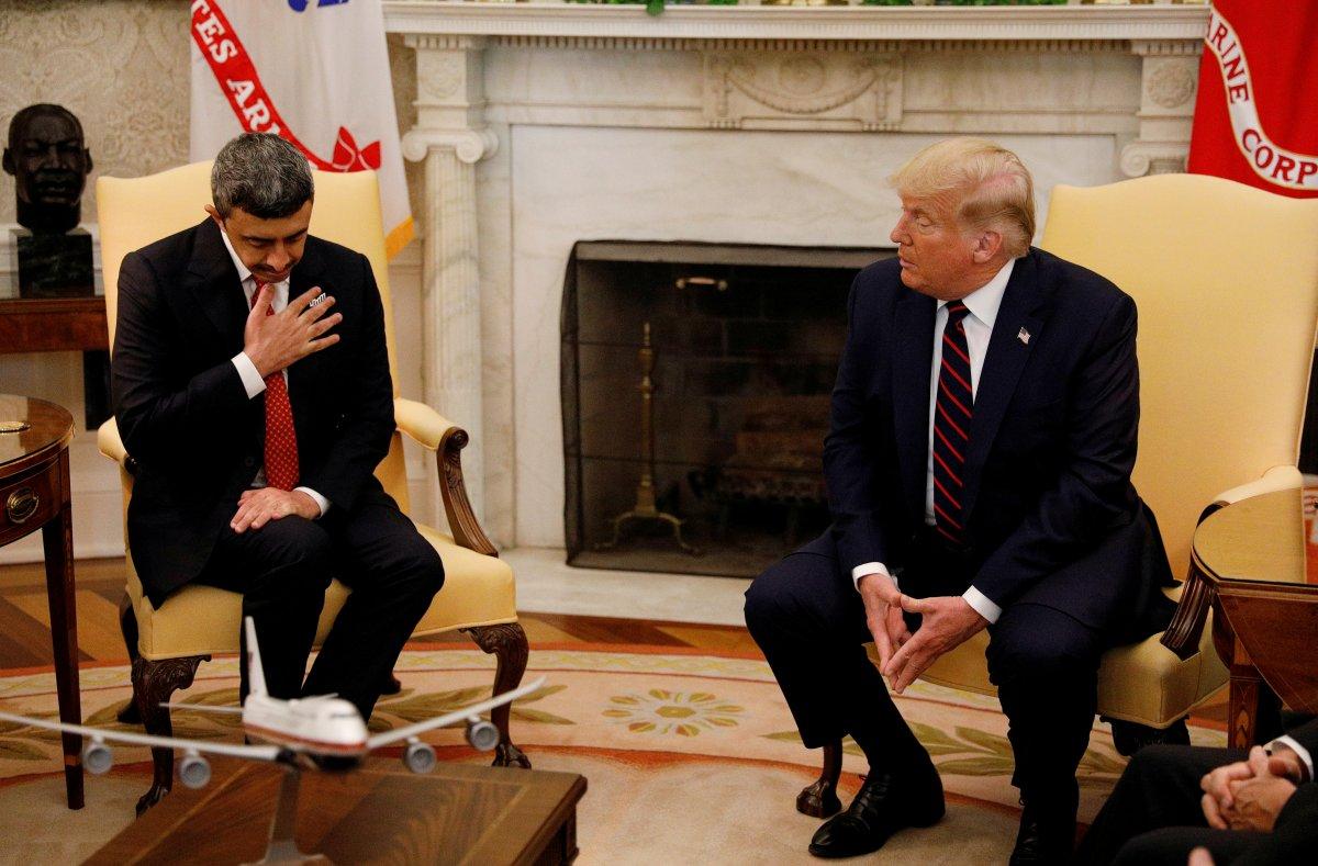 BAE bakanı Trump karşısında saygı duruşuna geçti