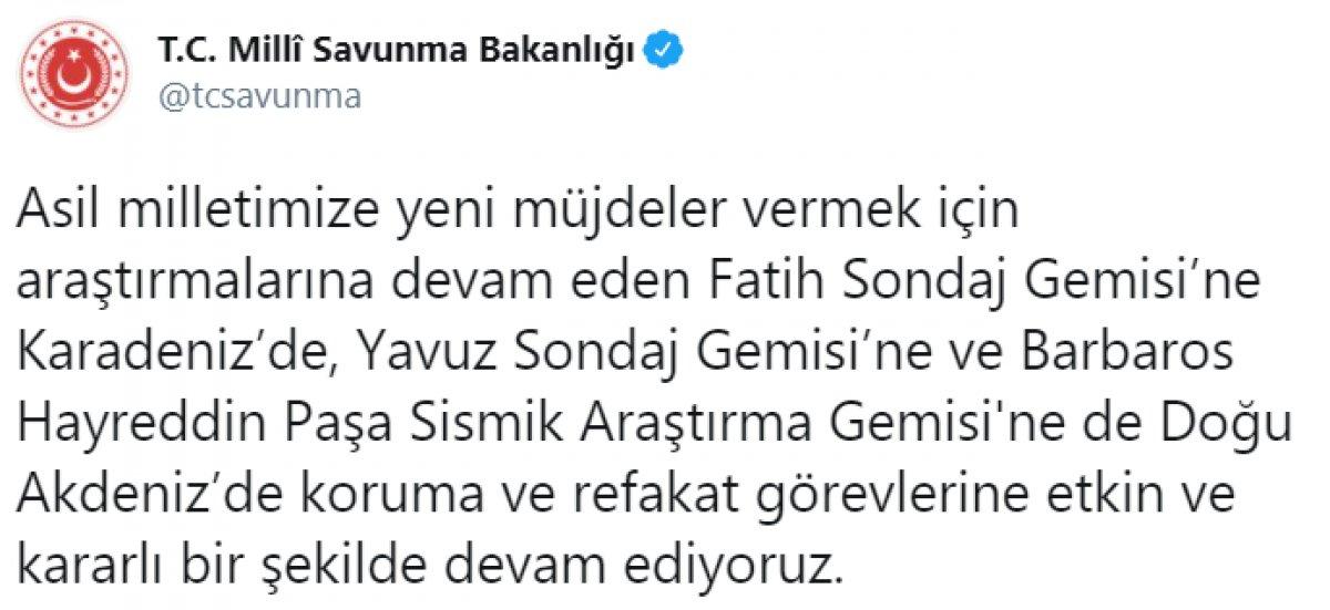 MSB'den Karadeniz ve Doğu Akdeniz paylaşımı