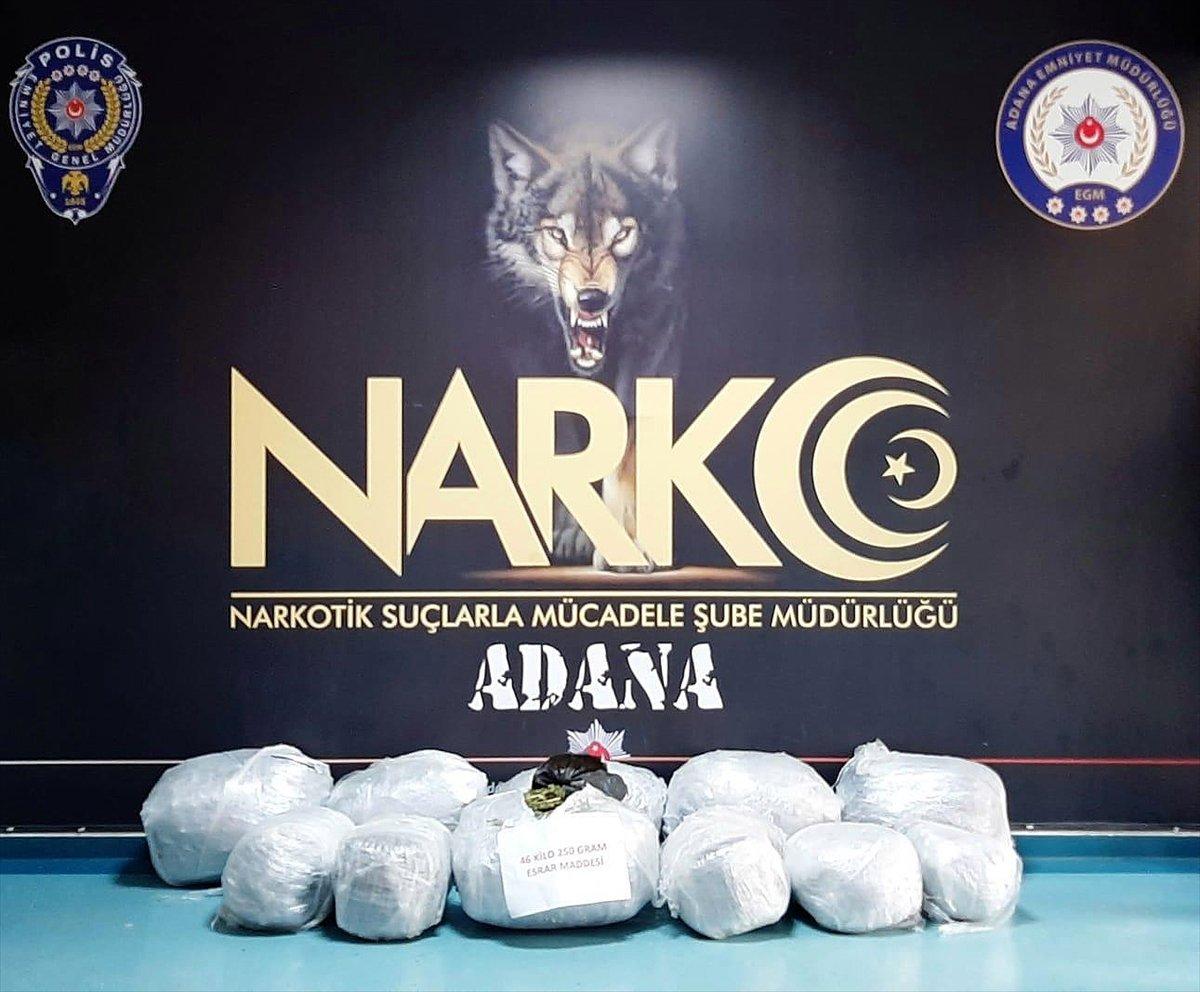 Adana'da tırda yapılan aramada 46 kilo esrar bulundu