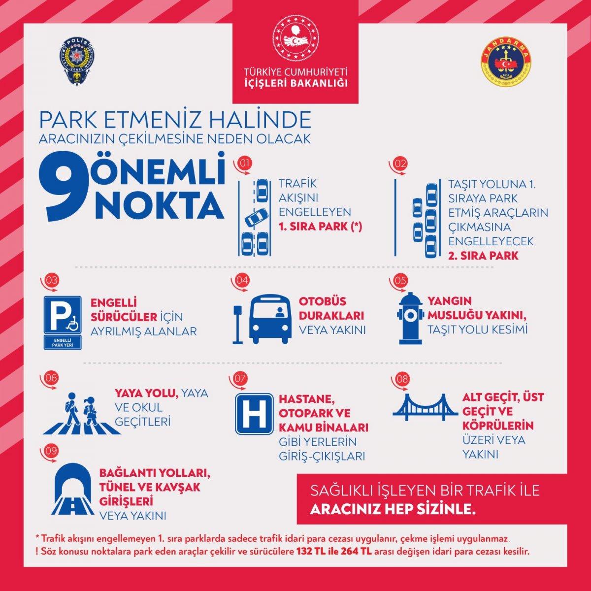 Emniyet Genel Müdürlüğü, yanlış park nedeniyle çekilen araçlarla ilgili uyarıda bulundu