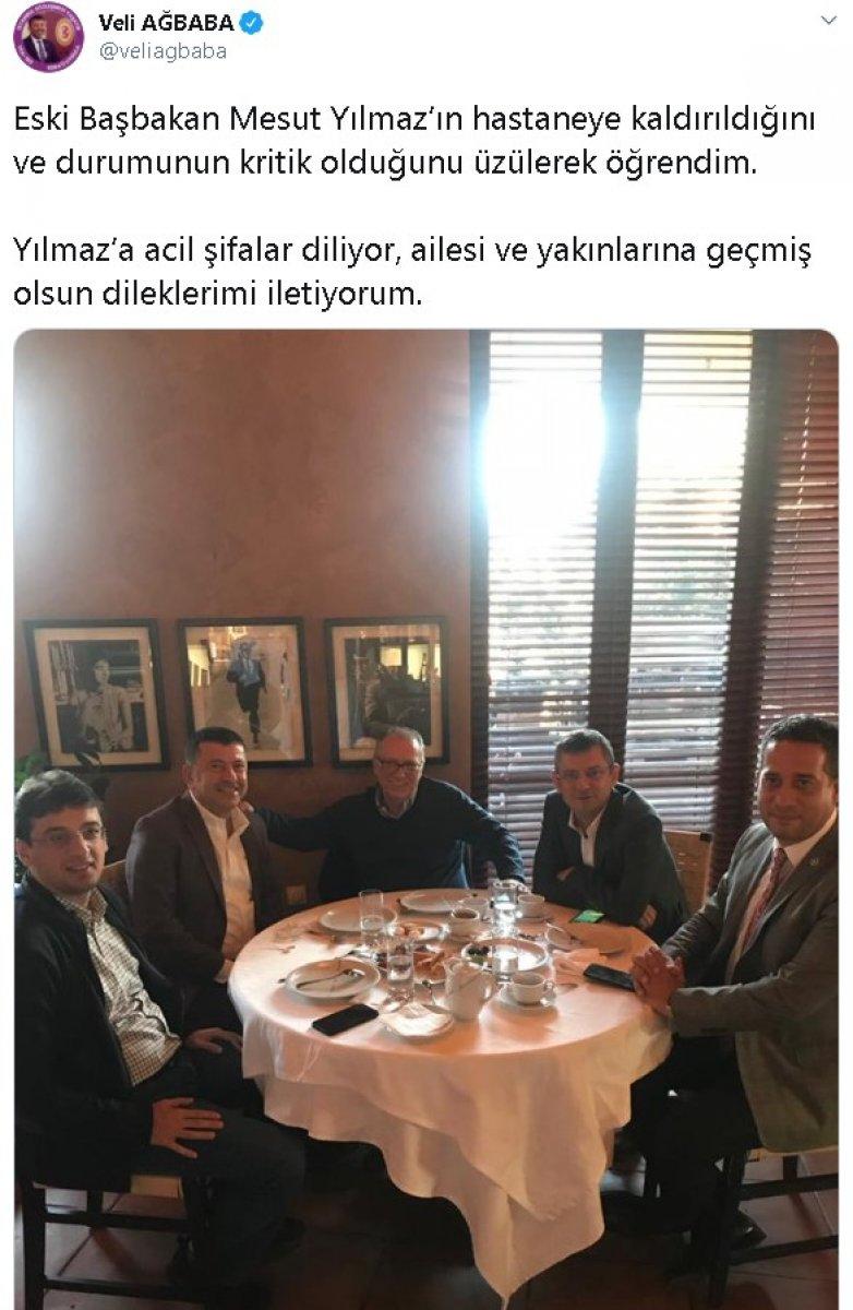 Mesut Yılmaz hastaneye kaldırıldı