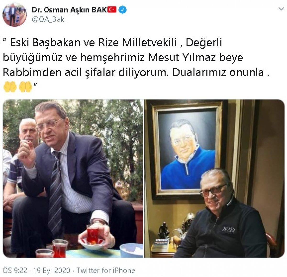 Mesut Yılmaz hastaneye kaldırıldı