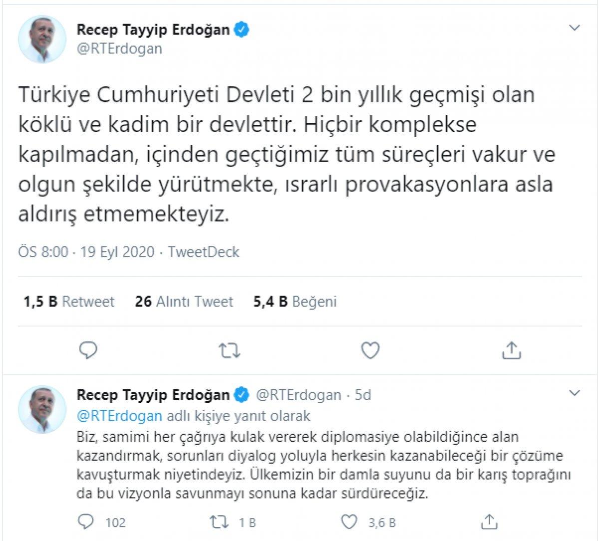 Cumhurbaşkanı Erdoğan: Provakasyonlara asla aldırış etmemekteyiz