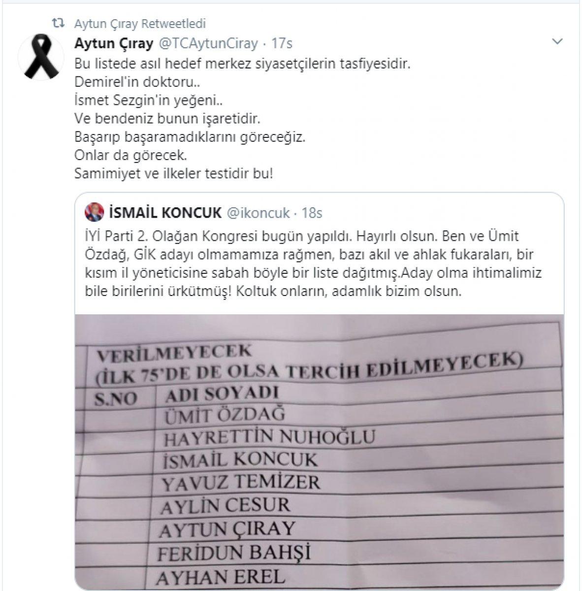 İyi Parti'de ortaya çıkan liste krize neden oldu