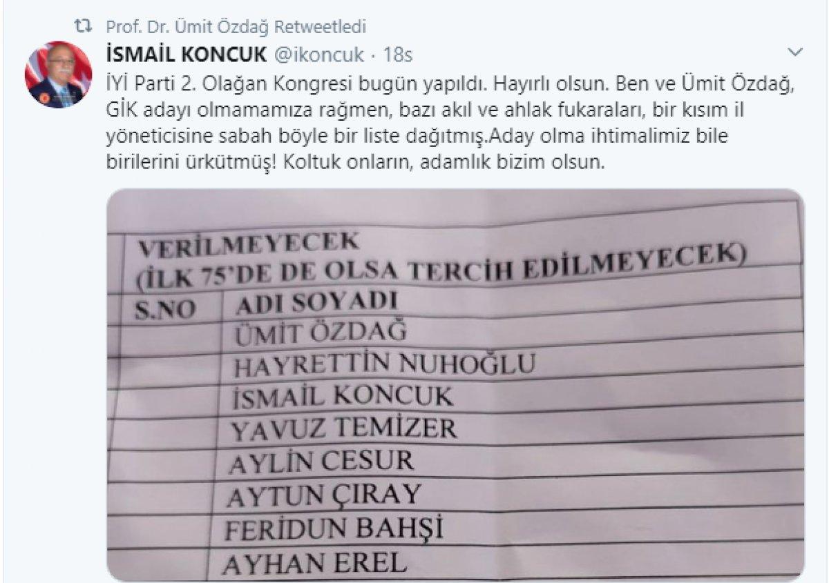 İyi Parti'de ortaya çıkan liste krize neden oldu