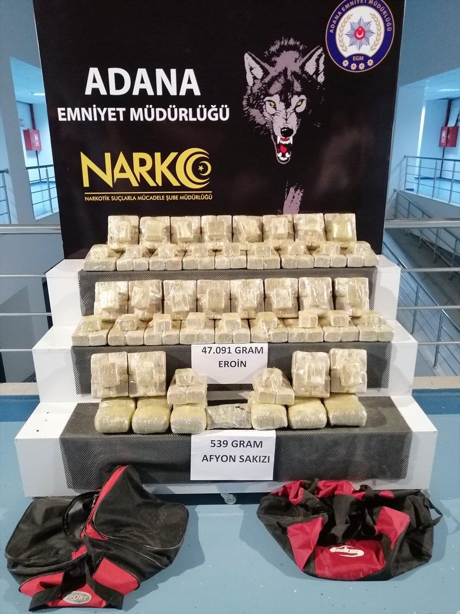 Adana polisi tırda yapılan aramada 47 kilo eroin ele geçirdi