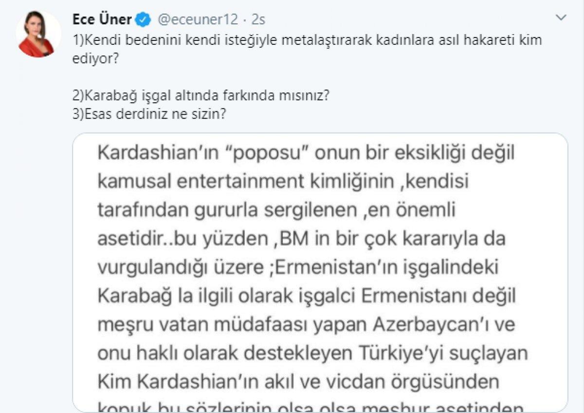 Ece Üner'den, Kim Kardashian'a yönelik sözleriyle ilgili açıklama