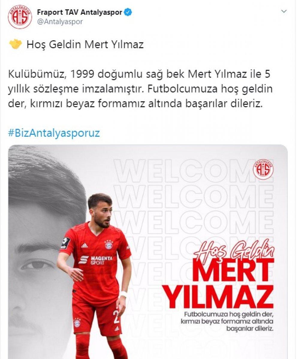 Antalyaspor, Bayern Münihli Mert Yılmaz ile anlaştı