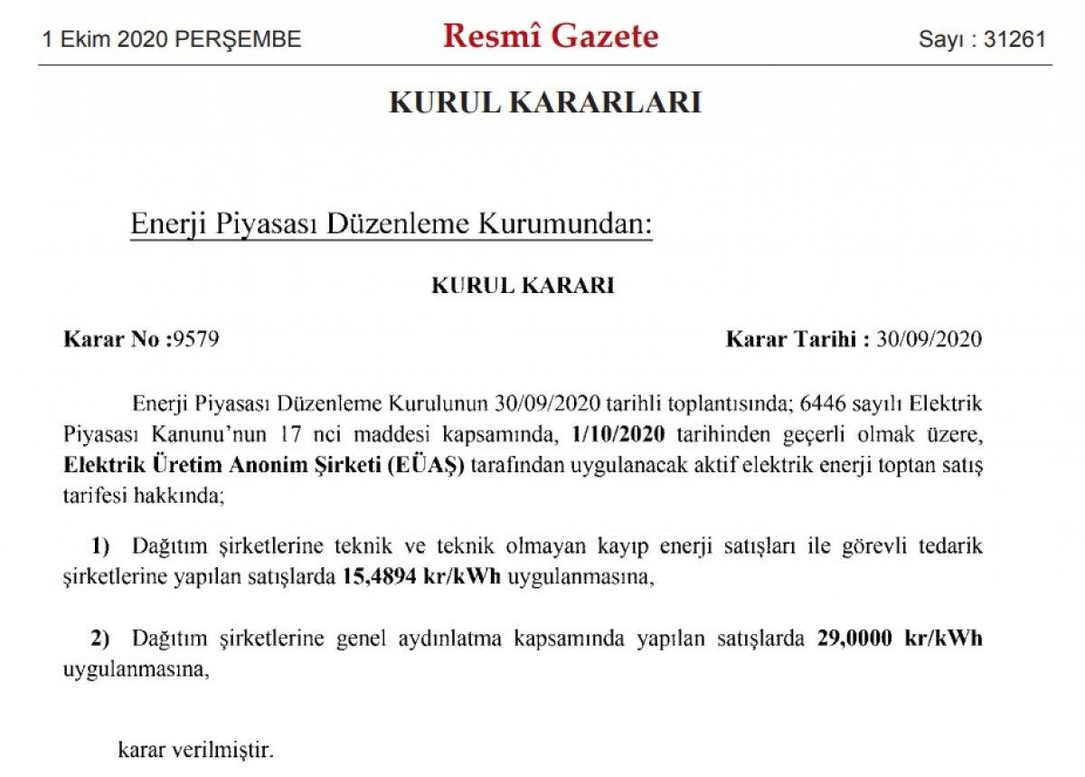 Elektriğe yüzde 5,75 zam geldi