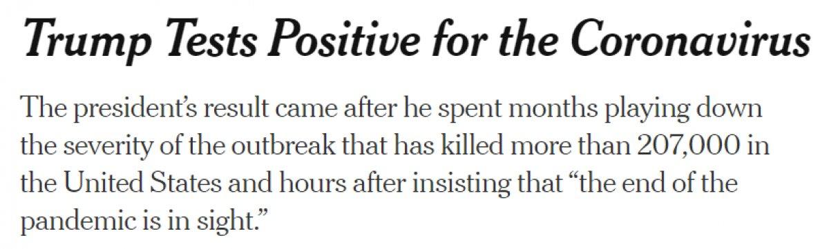 ABD basını, koronavirüse yakalanan Trump hakkında ne dedi