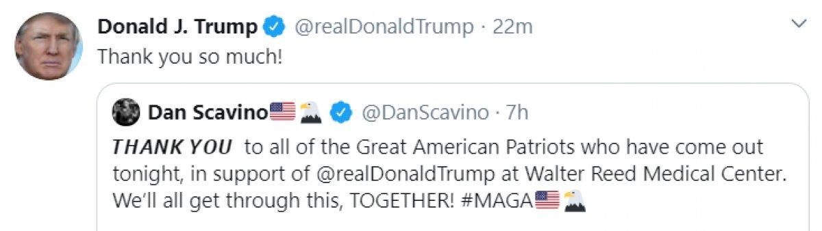 Koronavirüse yakalanan ABD Başkanı Donald Trump'a destek gösterisi