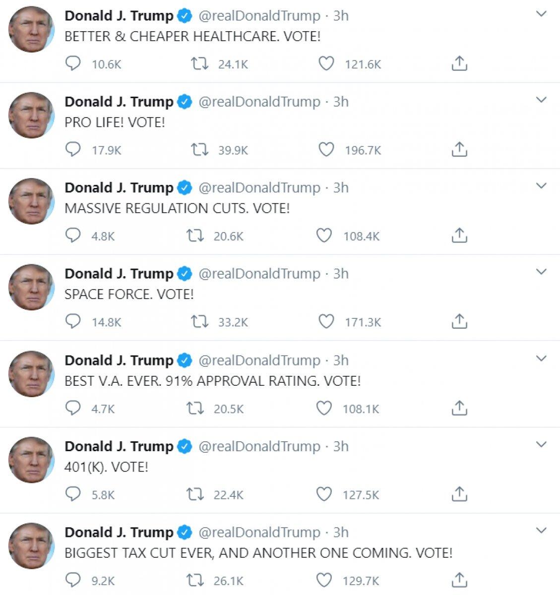 ABD Başkanı Donald Trump, peş peşe tweet'ler attı