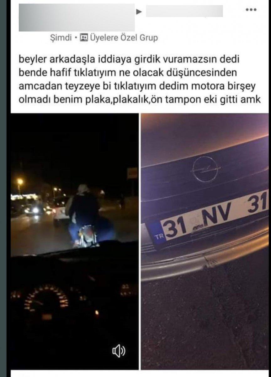 Hatay'da motosikletli çifte çarpan sürücüye ceza