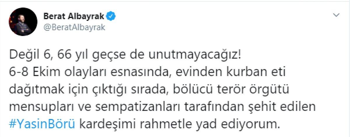 Berat Albayrak: Değil 6, 66 yıl geçse de Yasin Börü'yü unutmayacağız