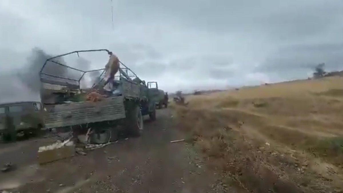 Ermenistan askerleri konvoyu bırakıp kaçtı