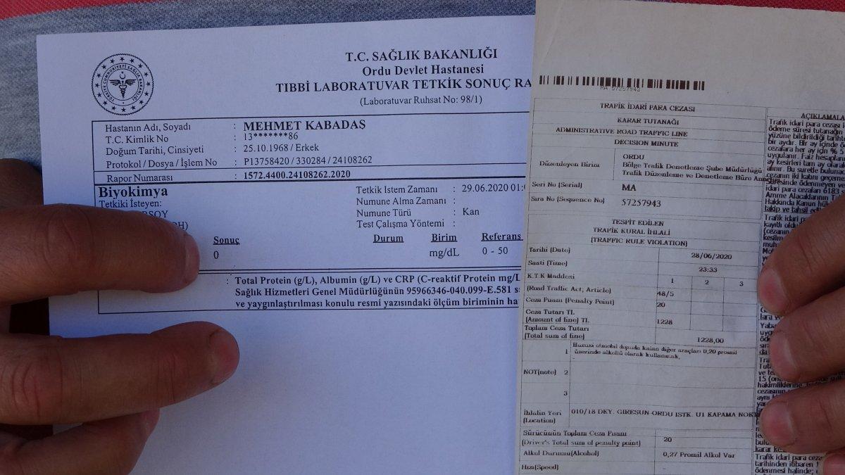 Ordu'da virüse karşı eline yüzüne kolonya döktü, trafik ekiplerinin alkol kontrolüne takıldı