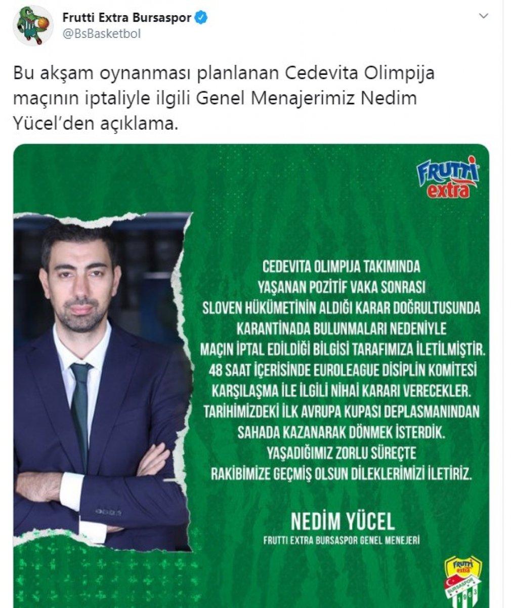 Olimpija-Bursaspor maçı ertelendi