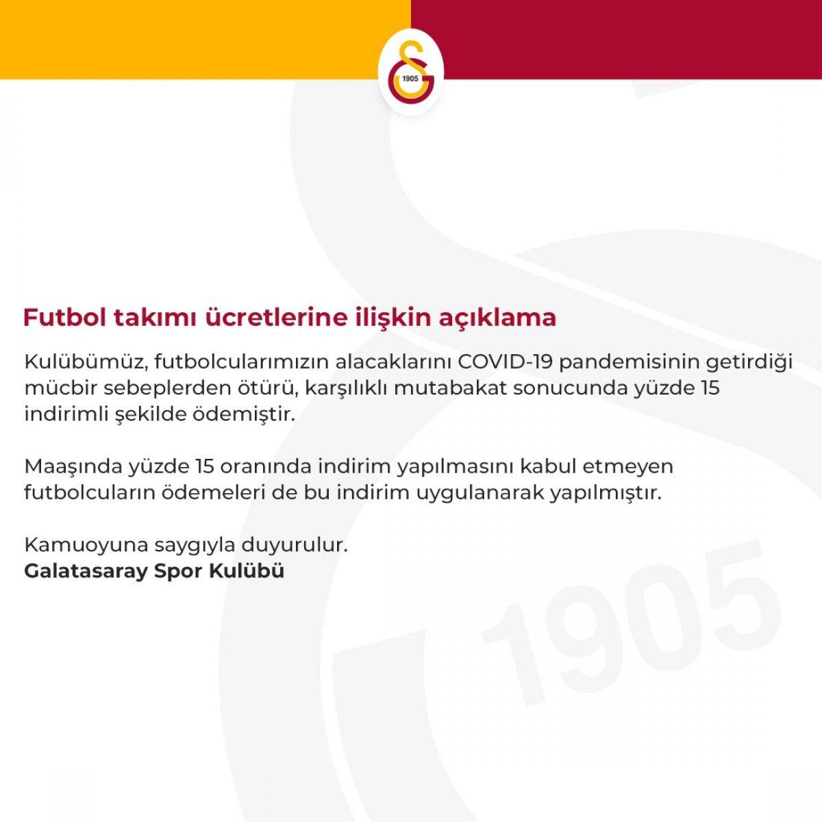 Galatasaray'dan iki isme zorunlu maaş indirimi