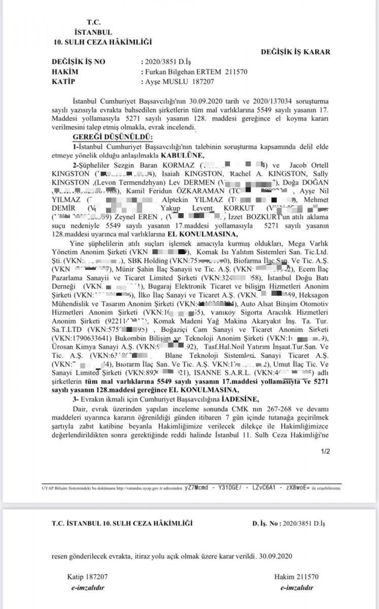 Sezgin Baran Korkmaz'ın mal varlığına el konuldu